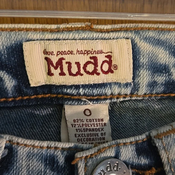 Mudd Acid Wash Blue Skinny 5-pkt Jeans Embroidered Back Pkt Women size 0 (zero) - Picture 2 of 13